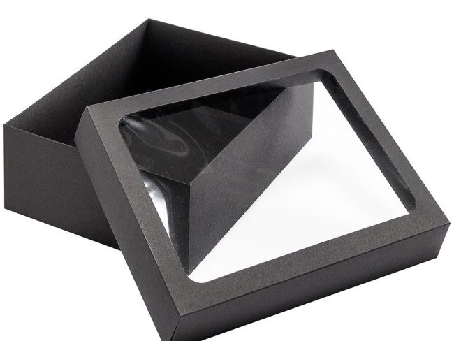 Dviejų dalių juoda dėžutė su langeliu 280 x 210 x 90 mm